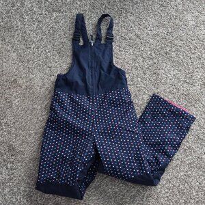 Lands' End snow pants / snow bib, girls 10, navy blue hearts